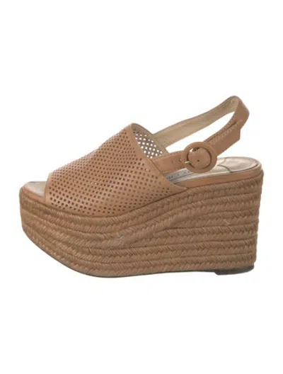 Pre-owned Jimmy Choo Leather Lasercut Accents Espadrilles In Neutrals