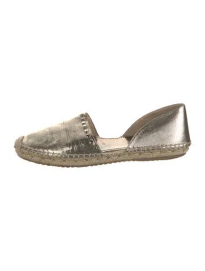 Pre-owned Jimmy Choo Leather Studded Accents Espadrilles In Gold/metallic