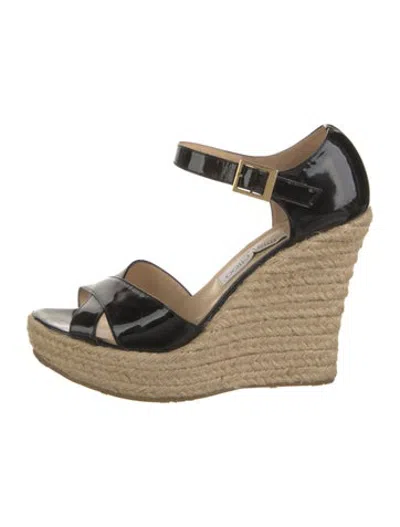 Pre-owned Jimmy Choo Patent Leather Espadrilles In Black