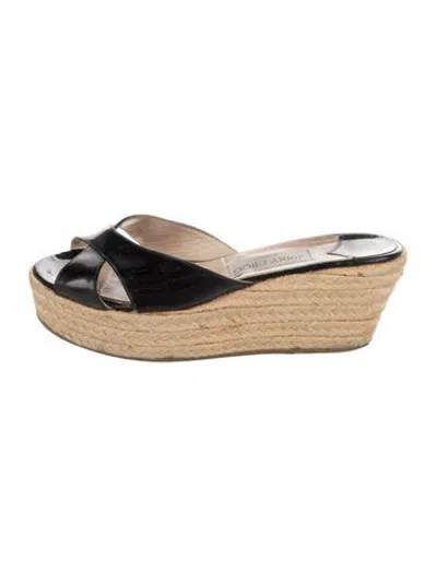 Pre-owned Jimmy Choo Patent Leather Espadrilles In Black