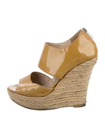 Pre-owned Jimmy Choo Patent Leather Espadrilles In Neutrals