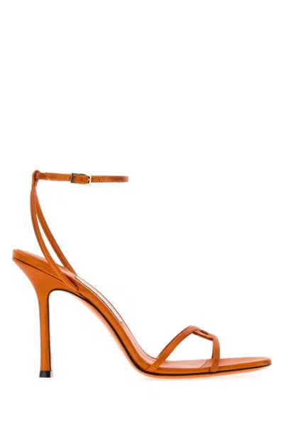 Jimmy Choo Satin Heeled Sandals With 10 Cm Heel In Orange