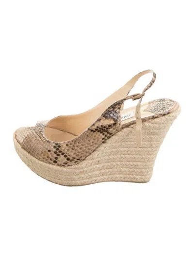 Pre-owned Jimmy Choo Snakeskin Animal Print Espadrilles In Neutrals