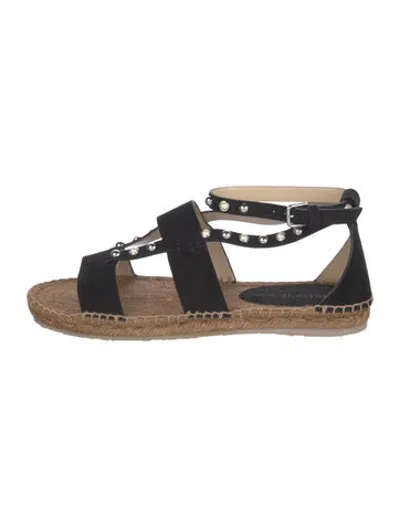 Pre-owned Jimmy Choo Suede Studded Accents Espadrilles In Black