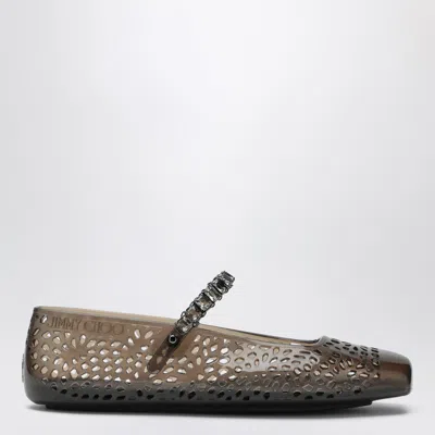 Jimmy Choo The Jelly Transparent Black Ballet Flats With Crystals