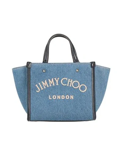 Jimmy Choo Woman Handbag Blue Size - Textile Fibers, Leather
