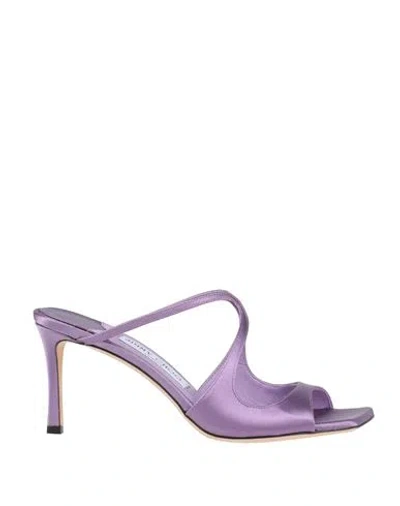 Jimmy Choo Woman Sandals Purple Size 10 Textile Fibers