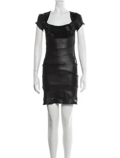 Pre-owned Jitrois Mongolian Lamb Mini Dress In Black