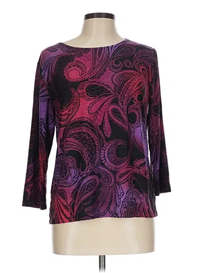 Pre-owned Jm Collection 3/4 Sleeve Top Purple Boatneck Tops