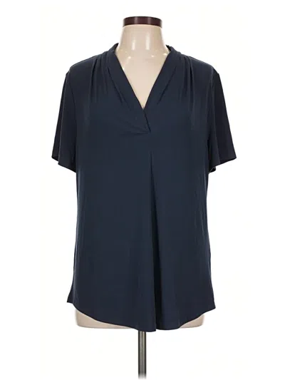 Pre-owned Jm Collection Short Sleeve Blouse In Blue