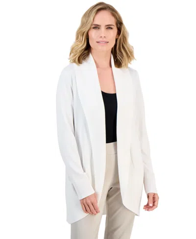 Jm Collection Women's Curved Hem Open-front Long-sleeve Cardigan, Macy's Exclusive In White