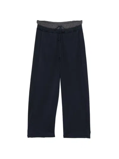 Jnby Contrast-panel Elongating Trousers In Black