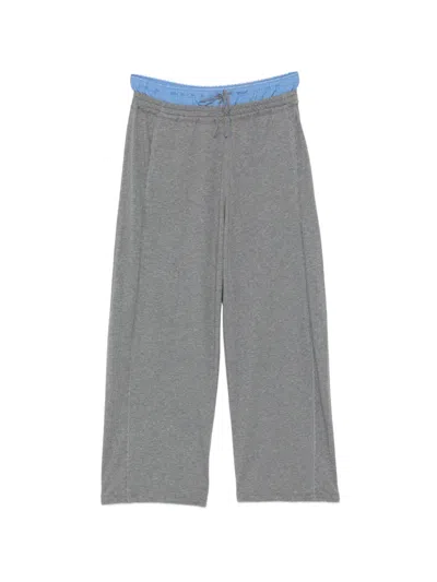 Jnby Contrast-waistband Trousers In Gray