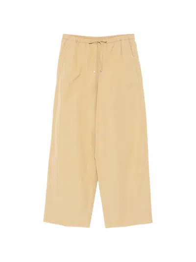 Jnby Drawstring Tapered Trousers In Brown