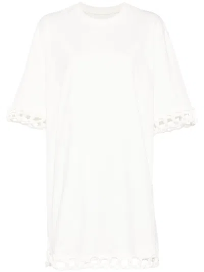 Jnby Perforated-detailing Cotton Dress In White