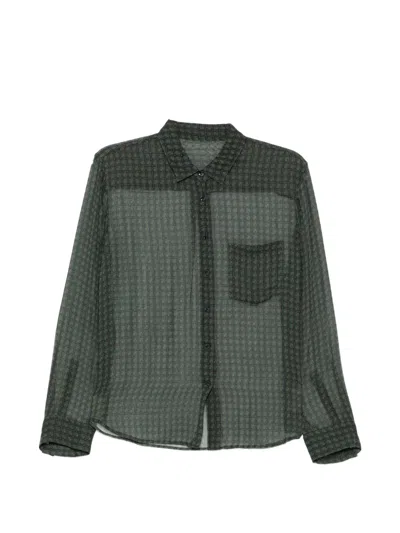 Jnby Plaid Pocket Silk Blouse In Green