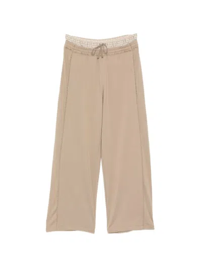 Jnby Plaid-waistband Trousers In Nude