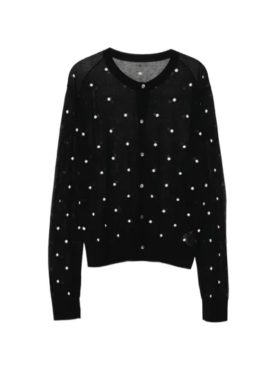 Jnby Polka-dot Cardigan In Black