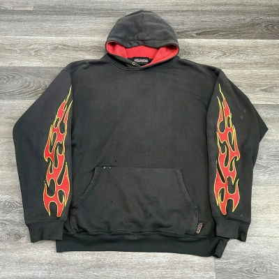 Pre-owned Jnco X Straight Faded Vintage Y2k Sapphire Lounge Faded Embroidered Flame Sleeves In Black
