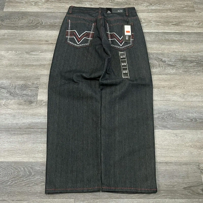 Pre-owned Jnco X Vintage Crazy Vintage Y2k Rk Baggy Wide Leg Embroidered Jeans Nwt In Black