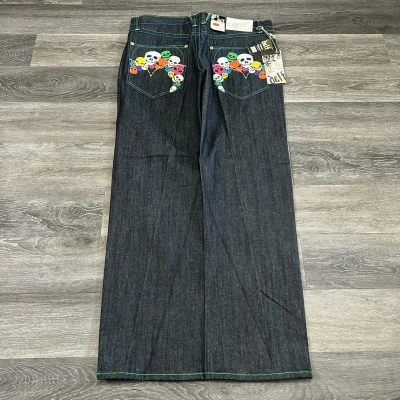 Pre-owned Jnco X Vintage Vtg Y2k Delf Evisu Style Baggy Wide Leg Cybergoth Jeans Nwt In Navy