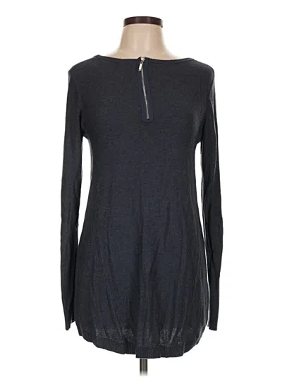 Pre-owned Joan Vass Long Sleeve Top Gray Keyhole Neckline Tops