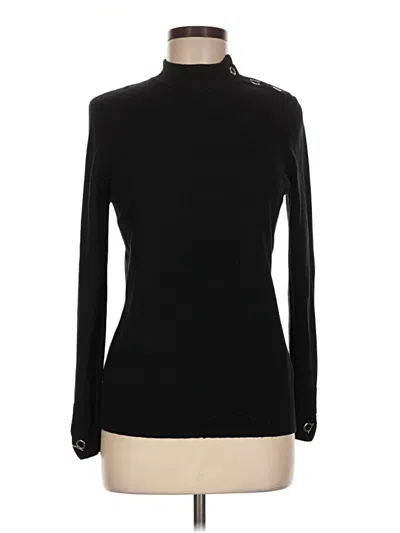 Pre-owned Joan Vass Long Sleeve Turtleneck In Black
