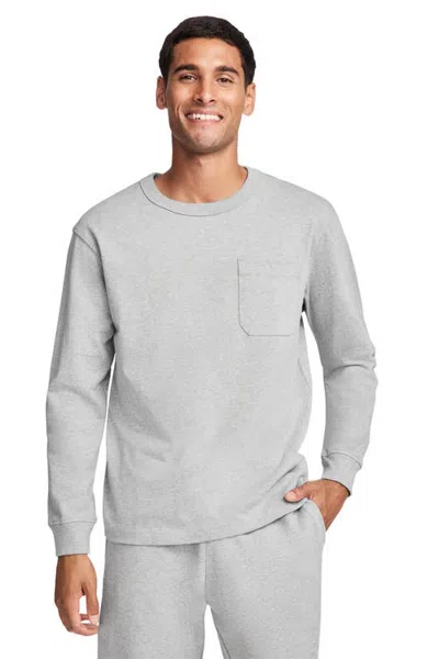 Jockey The One And Only Heavyweight 100% Organic Cotton Long Sleeve Tee In Gray