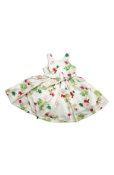 Joe-ella Babies' Floral Print Dress In Ivory