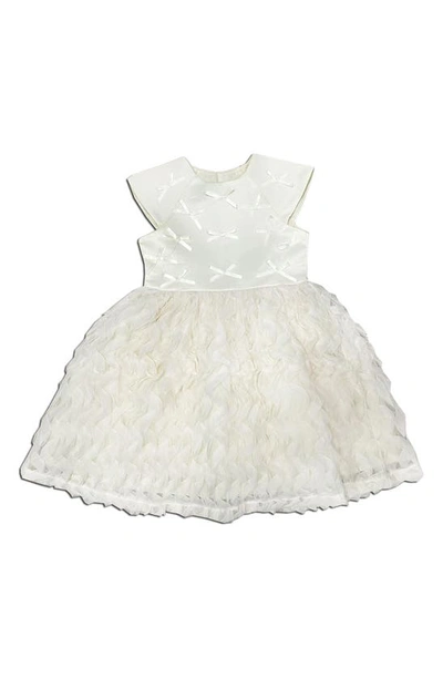 Joe-ella Kids' Bow Textured Dress In Ivory