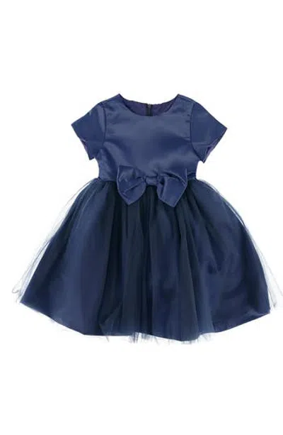 Joe-ella Kids' Cap Sleeve Tulle & Satin Dress In Blue
