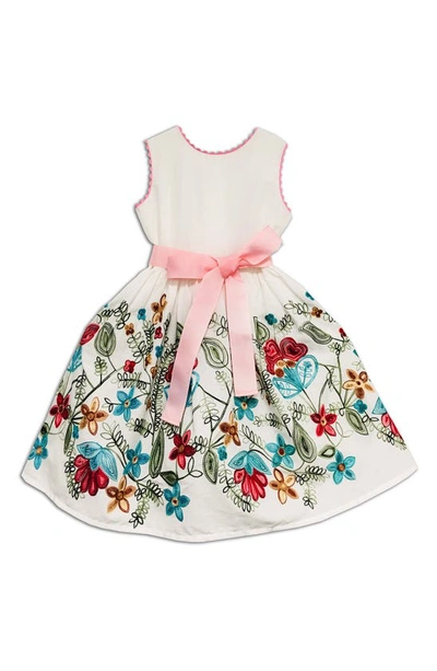 Joe-ella Kids' Floral Embroidered Dress In White