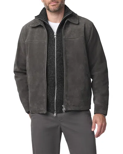 Joe's Jeans Suede Leather Zip Jacket In Multi