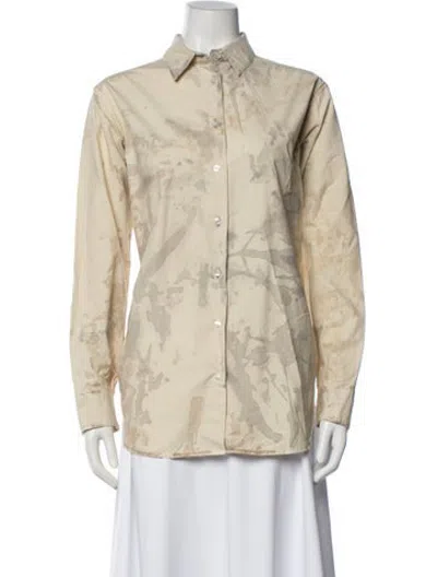Pre-owned John Elliott Printed Long Sleeve Button-up Top In Neutrals