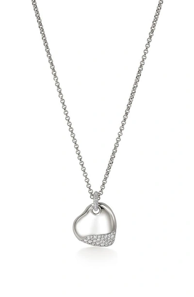 John Hardy Pebble Heart Pavé Diamond Short Pendant Necklace In Silver