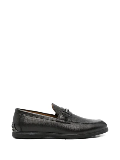 John Harrison Grained-leather Loafers In Black