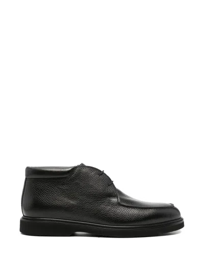 John Harrison Leather Derby Shoes In Black