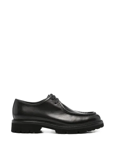 John Harrison Leather Derby Shoes In Black