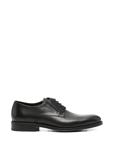 John Harrison Leather Oxford Shoes In Black