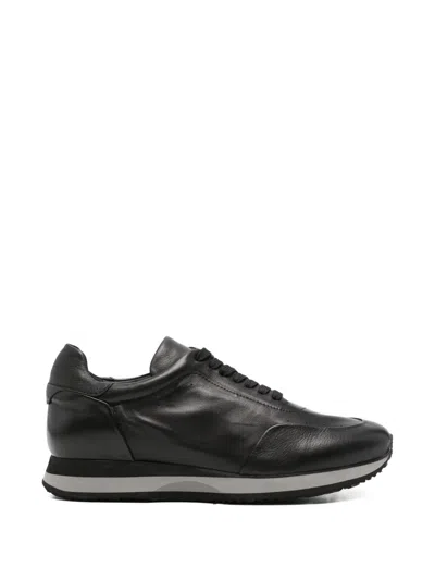 John Harrison Leather Panelled Sneakers In Black