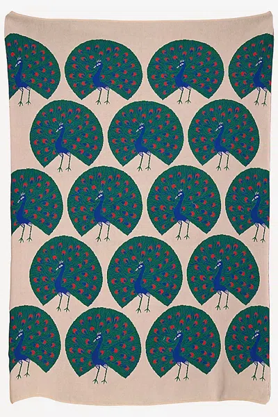 John Robshaw Textiles John Robshaw 100% Cotton Knit Swara Throw In Blue