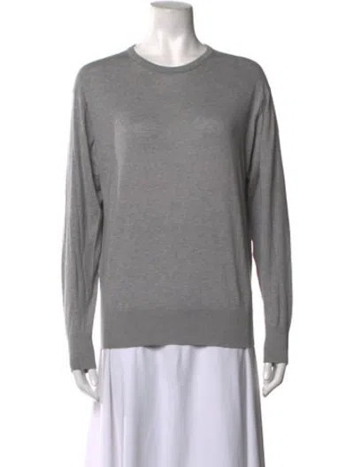 Pre-owned John Smedley Crew Neck Long Sleeve Top In Grey