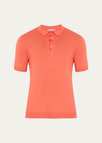 John Smedley Men's Adrian Polo Shirt In Sundown Orange