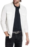 John Varvatos Arvon Cotton Slub Knit Snap Front Western Shirt In White
