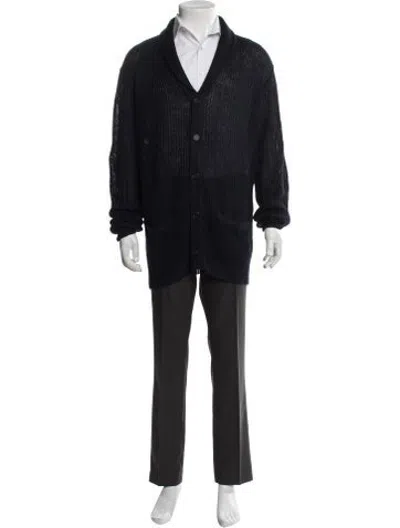Pre-owned John Varvatos Linen Collar Cardigan In Blue