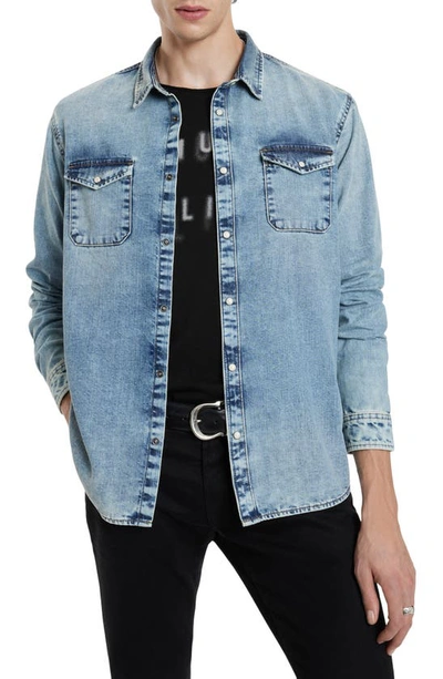 John Varvatos Marshall Denim Snap-up Western Shirt In Fade Away Blue