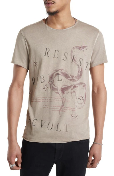 John Varvatos Raw Edge Revolt Graphic T-shirt In Dried Petal