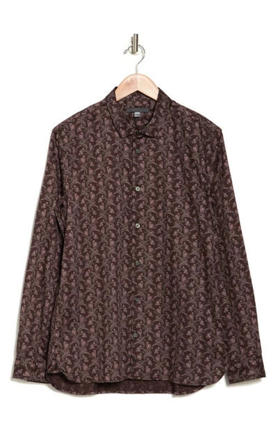 John Varvatos Ross Floral Button-up Shirt In Wine