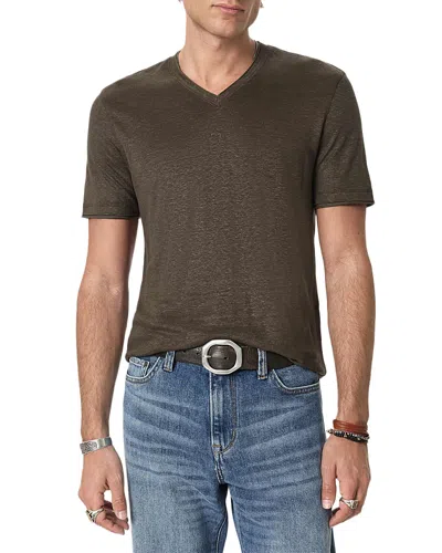 John Varvatos Wooster Linen V Neck T-shirt In Brown