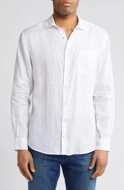 Johnnie-o Emory Solid Linen Button-up Shirt In White
